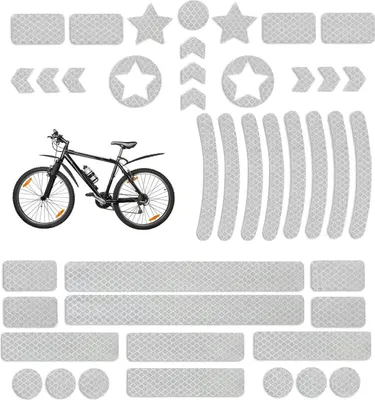 Produktbild von 42 Stück Fahrrad Reflektoren Aufkleber Set, Fahrrad Felgen Aufkleber, Reflektoren Fahrrad Sticker mit Verschiedenen Formen, High-Visibility Safety Stickers,Night Riding, Wheels, Helmets, Bags