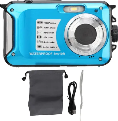 Zdjęcie produktu dla Wodoodporny aparat cyfrowy 1080p 30 MP 16x 10 stóp pod wodą do snorkelingu na kempingu