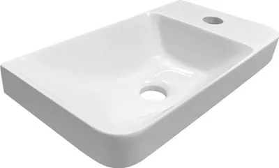 Produktbild von Sapho ZORBA Waschbecken 40x22cm, Gussmarmor, Armatur auf dem Recht, Weiß