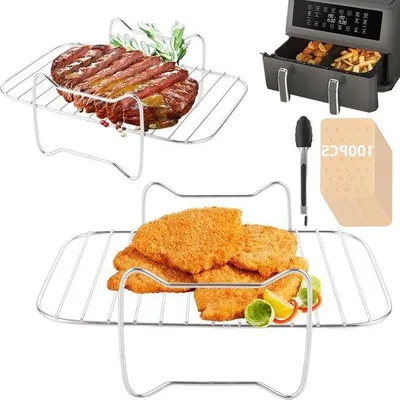 Produktbild von Edelstahl Grillrooster Set 2-teilig mit Backpapier Zubehör