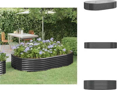Produktbild von vidaXL Hochbeet Pulverbeschichteter Stahl 214x140x36 cm Anthrazit - Blumentöpfe & Pflanzgefäße