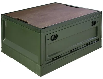 Produktbild von Storage Box, 35 L, Camping, Klappbox, Klappkiste, Aufbewahrungsbox mit Deckel, faltbar, Aufbewahrung, Kiste, 47 x 35 x 24 cm, Grün, trucky