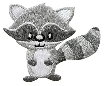 Aufbügelbarer Patch Waschbär grau 6 x 5 cm