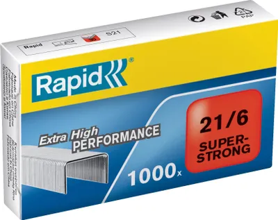 Obrázok produktu pre Rapid SuperStrong 21/6, Balík svoriek, 21/6, 6 mm, Upevnenie, 1000 svoriek, Zinok