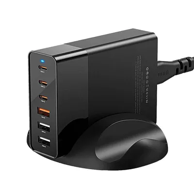 Zdjęcie produktu dla Ładowarka sieciowa Blitzwolf BW-S25, 75W, 3x USB + 3x USB-C (czarna)