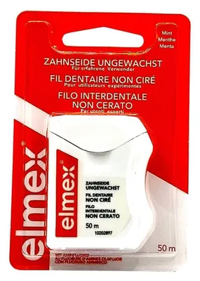 Obrázek produktu pro elmex zubní nit nevoskovaná s aminfluoridem, 1 ks. Zubní nit
