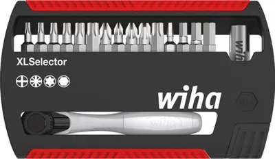 Produktbild von Wiha Bit Set XLSelector Standard 25 mm gemischt 16-tlg. mit Bitratsche 1/4 C6,3