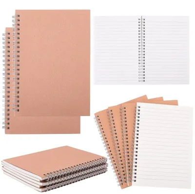 Immagine prodotto di Omgoods - 5 quaderni a spirale formato A5 - 120 pagine di carta kraft rigata