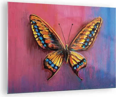 Produktbild von Bilder auf glas - Einteilig - Schmetterling bunt gemalt - 70x50cm - Glasbilder - Wandbilder - Bilder - zum Aufhängen bereit - Wanddekoration aus Glas - Glas Bilder - Wandbild auf Glas - GAA70x50-5012