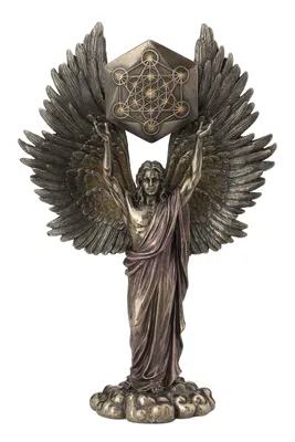 Produktbild von Bronze colorierte Figur Erzengel Metatron Herr der Engel mit Metatronwürfel