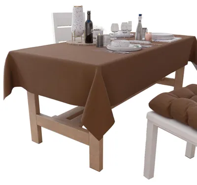Baumwoll-Tischdecke, rechteckig, braun, 140x240 cm, für 12 Plätze