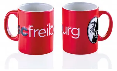Produktbild von SC Freiburg Relief Tasse, rot-weiß, aus Keramik, ca. 0,3 Liter Fassungsvermögen