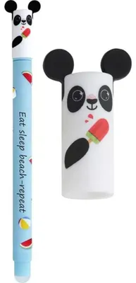 Produktbild von Eberhard Faber Gelschreiber Animal Erase it! Sommer-Edition | radierbarer Gelstift mit Tiermotiv Panda | Strichstärke 0,7 mm | Soft-Touch | nachfüllbar | blaue Schreibfarbe | ideal für Schule