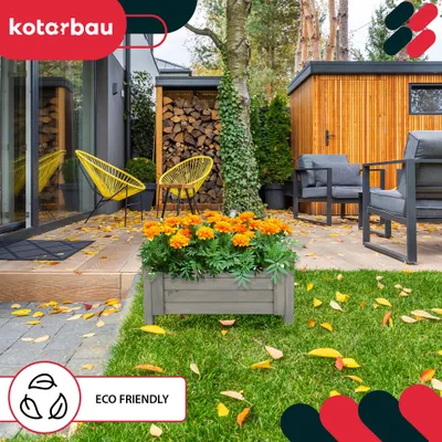 Zdjęcie produktu dla KOTARBAU® Donica Skrzynka Drewniana na Nóżkach 60 x 60 x 30 cm Doniczka Skrzynia z Agrowłókniną Antracyt