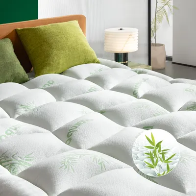 Produktbild von NicePlus 2-in-1 Topper, 180x200X10cm, 5-Zonen Memory Foam + Bambus-Pillow-Top, mit Eckgummis für alle Matratzen, H2, Grün