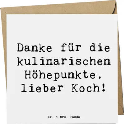 Produktbild von Mr. & Mrs. Panda Grußkarte Spruch Koch Dankeschön - Weiß - Geschenk, Danke, Aufmerksamkeit, liebevoll, Anerkennung, doppelkarte, faltkarte, Glückwunschkarte, Bedanken