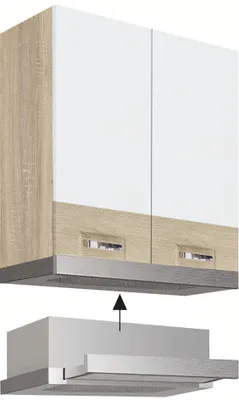 Productafbeelding van Keukenwandkast - PREMIO 37G - Dunstabzugshaubenschrank 60 cm, beige hoogglans