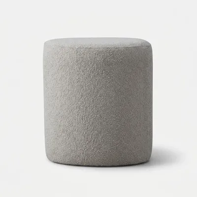 Immagine prodotto di Pouf moderno, bianco e grigio, elegante, ideale come poggiapiedi o sgabello per il trucco