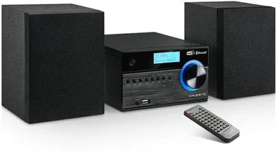 Obrázek produktu pro Mini Hi-Fi systém, černý – Bluetooth, DAB+ rádio – 10 W výkon – USB a AUX vstup – Kompaktní stereo systém