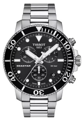 Produktbild von Tissot Seastar 1000 45,5 mm Schweizer Quarz Uhr mit schwarzem Zifferblatt, 300 m wasserdicht