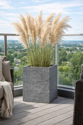 Produktbild von Pflanzgefäß The Rock Pflanzkasten Blumenkasten 36x35 cm Steinoptik Grau