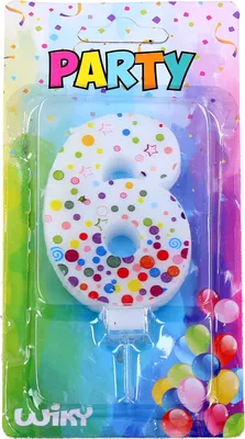 Image de Bougie de fête numéro 6 à pois