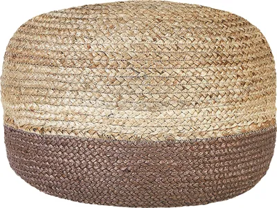 Produktbild von BELIANI Pouf Natur und Braun aus Jute 50 x 50 x 40 cm Rund Geflochten Boho Sitzhocker Fußhocker für Wohnzimmer Kinderzimmer Flur