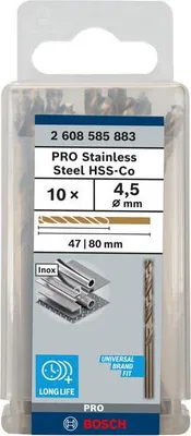 Produktbild von PRO Stainless Steel HSS-Co Spiralbohrer, 4,5 x 47 x 80 mm, 10-tlg.