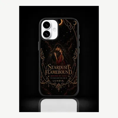 Productafbeelding van iPhone 16 hoesje, telefoonhoesje, beschermhoesje, case met sterrenstof- en vlammotief – LUNØIR ©