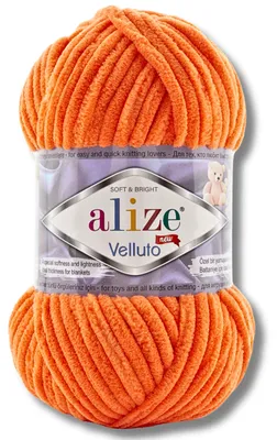Productafbeelding van Alize 1x 100g Velluto, dikke wol, effen kleur, chenille, geschikt voor haken en breien (pompoenoranje I 550)