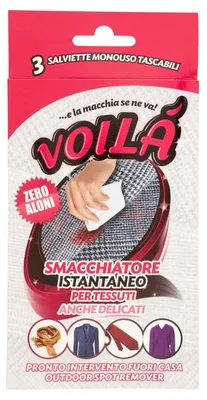 Obrázok produktu pre Voilà, jednorazové utierky, instantný odstraňovač škvŕn – 3 balenia, každé s 3 ampulkami