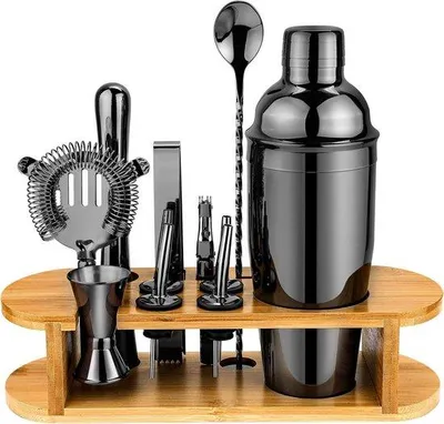 Immagine prodotto di Set da 12 pezzi con shaker e tutti gli accessori necessari - Regali per gli appassionati di cocktail - Set professionale di accessori da bar