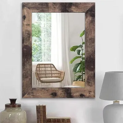 Zdjęcie produktu dla Czarne, prostokątne lustro w stylu rustykalnym – ozdobne lustro w stylu vintage – małe