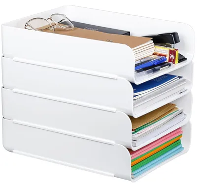 Immagine prodotto di Organizzatore per documenti A4 a 4 ripiani - Organizzatore da scrivania impilabile