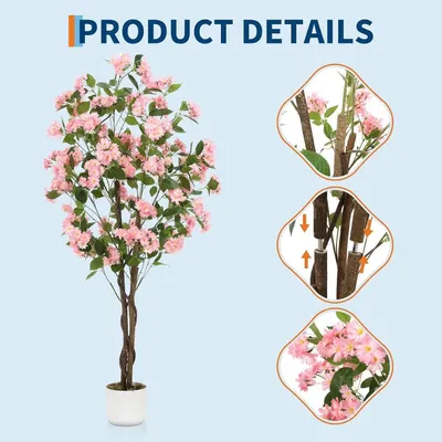 Obrázok produktu pre Umelý osmantus – bonsaj – 150 cm – 252 bielych kvetov – Drevený kmeň s prirodzeným vzhľadom – Polyester – Dekoračný prvok do interiéru