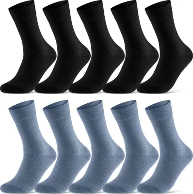 Produktbild von 10 Paar Socken Herren & Damen Socken mit Komfortbund Business Socken Baumwolle (Basicline) - 70201T Schwarz/Jeans 43-46
