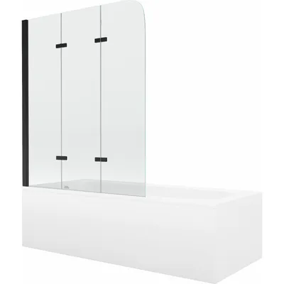 Obrázek produktu pro Mexen Vega obdélníková vana 160 x 70 cm s pláštěm a 3-křídlovou zástěnou 120 cm, Průhledné, Černá - 550116070X9012037000
