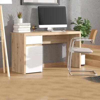 Produktbild von Bovec – Schreibtisch, 140x52x76h cm Eiche Braun, eine Schublade