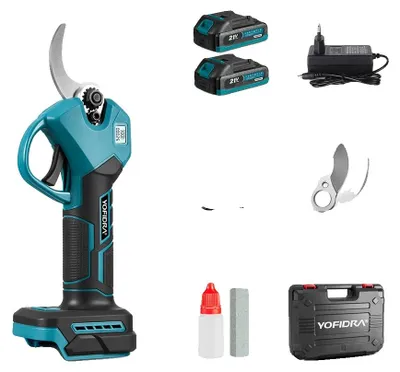 Obrázok produktu pre Elektrické nožnice na stromy, bezkefový motor, odolné čepele z uhlíkovej ocele, sada 2 batérií