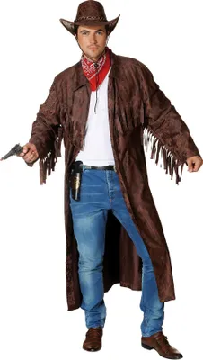 Produktbild von Cowboy Kostüm Mantel braun Western in Wildleder-Optik für Herren
