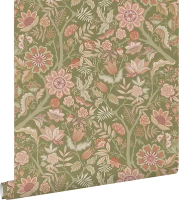 Zdjęcie produktu dla ESTAhome Tapeta zabytkowe kwiaty zielonymIterakoty różowej 50 x 900 cm