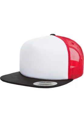 Produktbild von FLEXFIT 6005FW | Foam Trucker with white Front Cap / Kappe / Mütze - Farbe: Black/White/Red - Größe: One Size