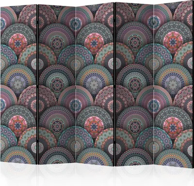 Produktbild von Akusticher Raumteiler Mandala Foto Paravent 225x172 cm beidseitig auf Vlies-Leinwand bedruckt Akustikschaum Trennwand Spanische Wand Sichtschutz Home Office Orient Boho Abstrakt f-B-0120-z-c