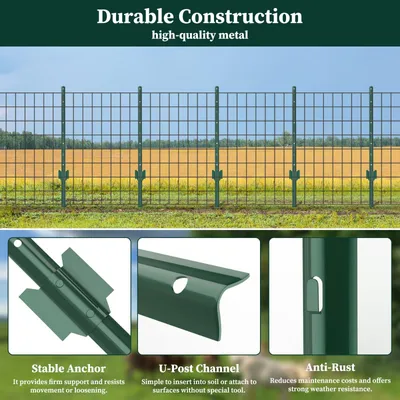 Imagen del producto de Postes metálicos en forma de U, color verde, 5 unidades, 148,6 cm, para jardín y terraza