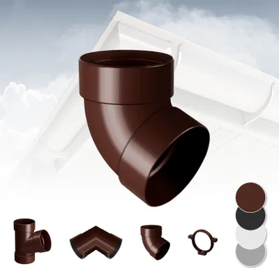 Produktbild von RAINWAY S Regenrinnen System (Rohrbogen 67° zweifach braun) - PVC-U Kunststoff in 4 Farben, für Dachflächen < 100m² empfohlen, Eckstück Bogen 67 Grad