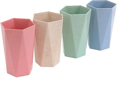 Produktbild von Zahnbürstenhalter für das Badezimmer, 4-teiliger Kunststoffbecher, wiederverwendbarer Halter für Zahnbürsten und Mundspülungen, Zahnbürstenbecher, stabiler und stapelbarer Zahnbürstenhalter
