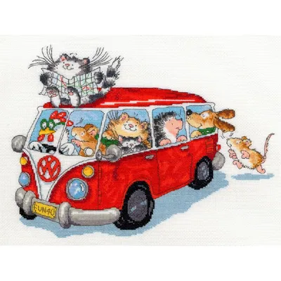 Zdjęcie produktu dla Zestaw do haftu krzyżykowego Bothy Threads "Are we there yet?", 36x28cm, XMS1, wzór liczony
