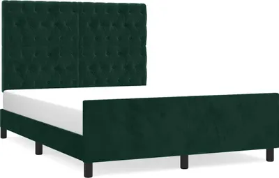 Produktbild von vidaXL Bettgestell ohne Matratze Dunkelgrün 140x190 cm Samt