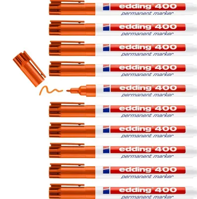 Produktbild von edding 400 Permanentmarker - orange - 10 Stifte - feine Rundspitze 1 mm - wasser