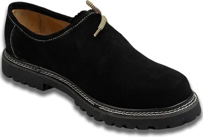 Produktbild von Trachten Haferlschuhe Trachtenschuhe Original-Handmachart Lederschuhe aus Wildleder, Schuhgröße:47, Farbe:Schwarz